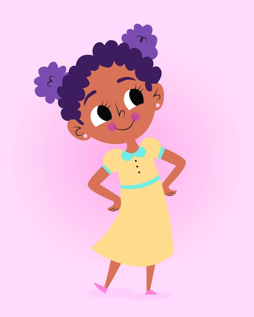 Cartoon smiley black girl illustration