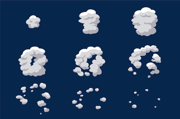 Бесплатное векторное изображение Мультяшный дымовой элемент анимационные кадры