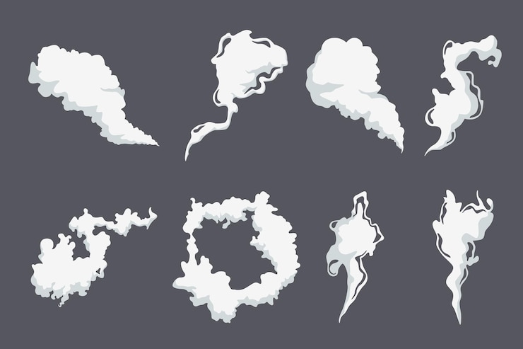 Free Vector cartoon smoke or steam cloud shapes set.