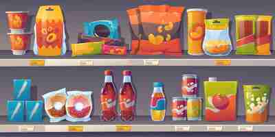 Free vector cartoon snack shelves