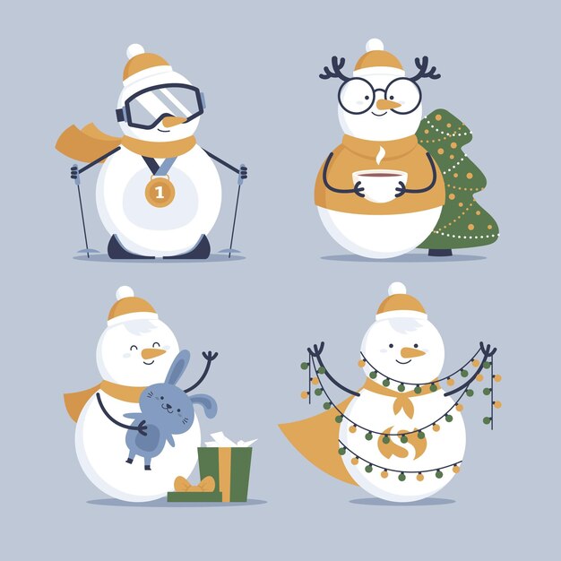 Cartoon snowman character collection