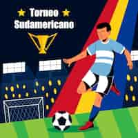 Vettore gratuito cartoon illustrazione del torneo di calcio sudamericano