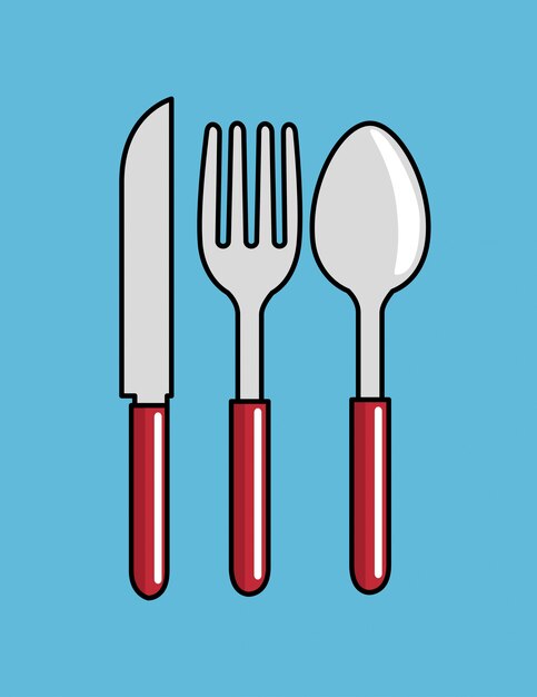 cartoon spoon fork knife kitchen design