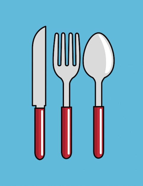 мультфильм ложка вилка нож дизайн кухни