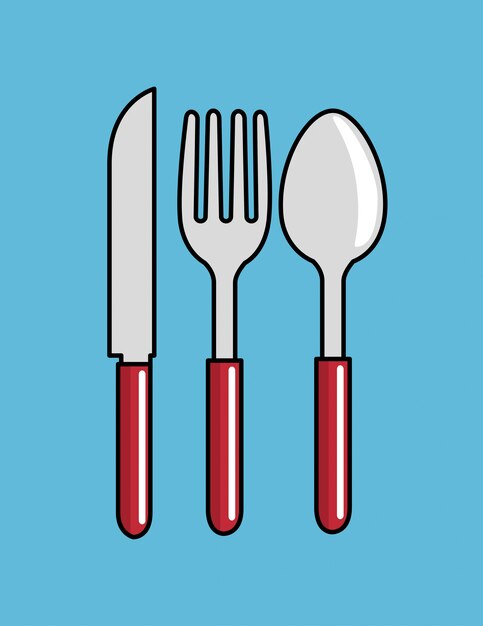мультфильм ложка вилка нож дизайн кухни