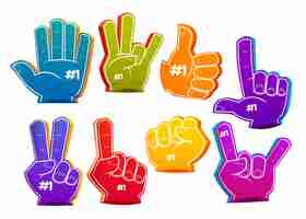 Free vector cartoon sport foam fingers collection