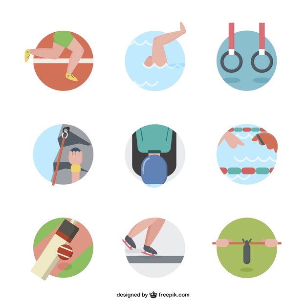 Free vector cartoon sport icons pack