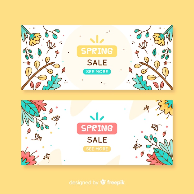 Cartoon spring sale banner