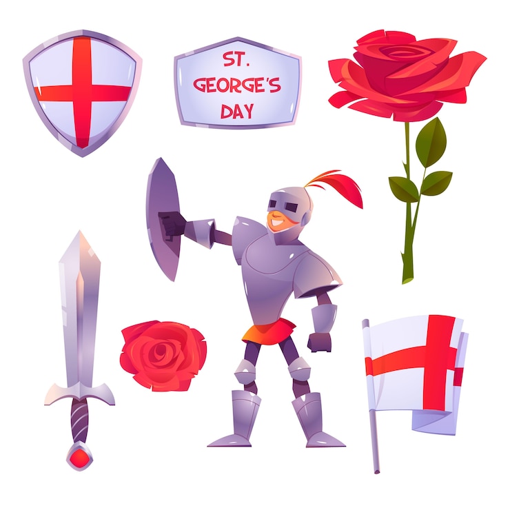 Бесплатный Вектор cartoon st. george's day elements collection