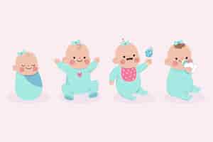 Free vector cartoon stages of a baby girl