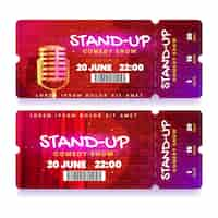 Free vector cartoon stand up comedy tickets