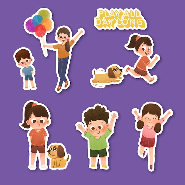 Cartoon sticker with children's day concept design