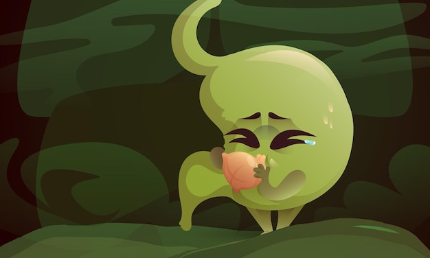 Free vector cartoon stomach nausea and vomiting, poisonous