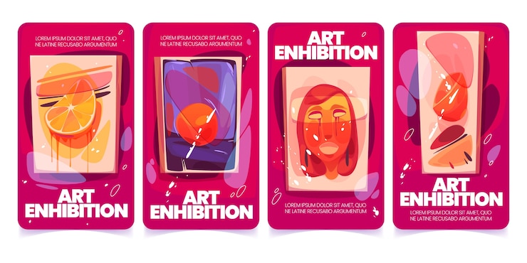 Free Vector cartoon style art exhibition instagram stories