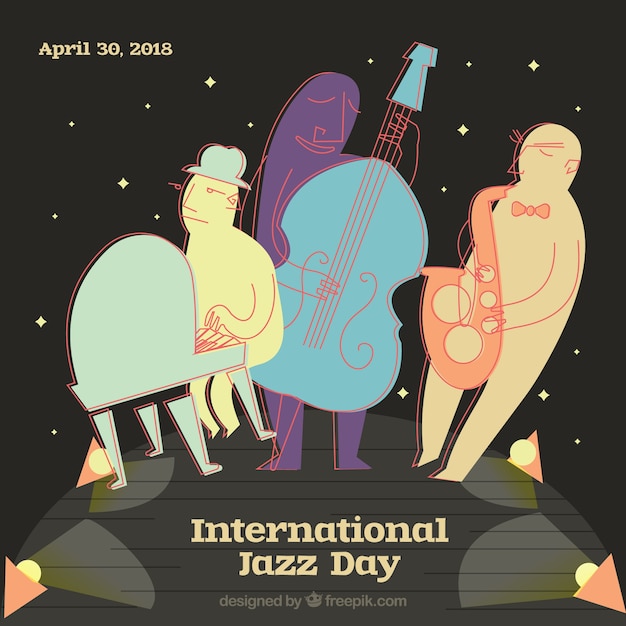 Cartoon style background for international jazz day