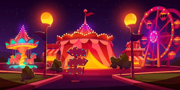 Cartoon style carnival funfair background