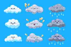 Free vector cartoon style cloud collection