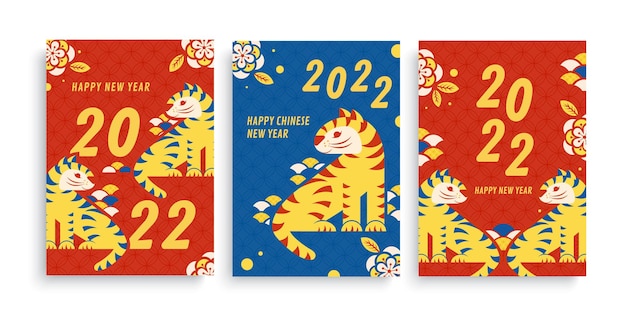 Cartoon style cny tiger templates Premium Vector