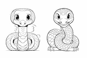 Free vector cartoon style cute snake coloring book