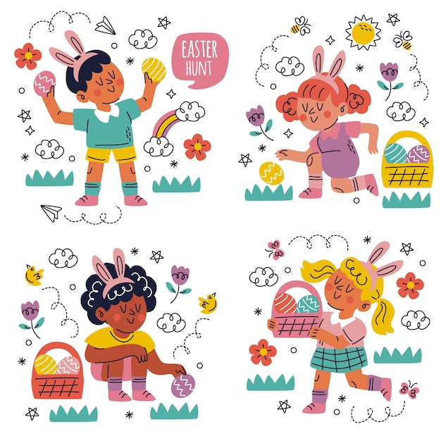 Free vector cartoon style of easter stickers