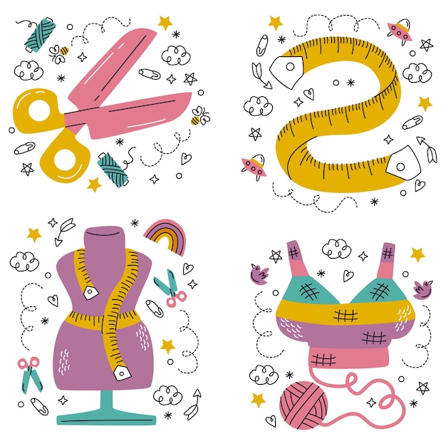 Cartoon style fashion  sticker set