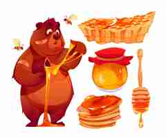 Free vector cartoon style honey and bear