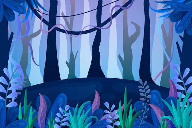 Free vector cartoon style jungle background