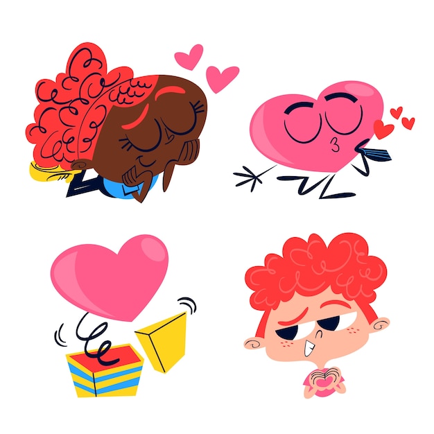 Free vector cartoon style love illustration set