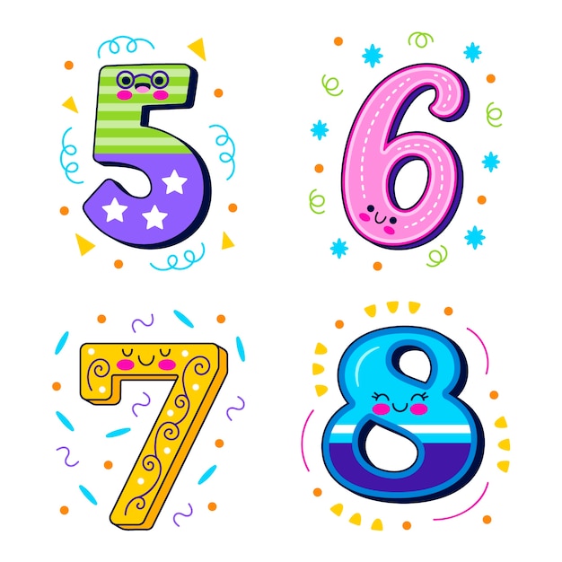 Free vector cartoon style number set