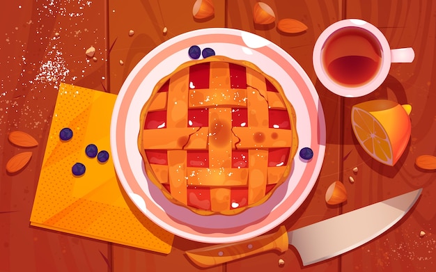 Free Vector cartoon style of pies top view