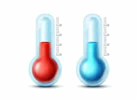 Free vector cartoon style realistic vector icon. hot and cold thermometer, cartoon style. isolated on white back