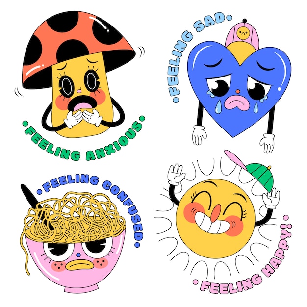 Free vector cartoon style self care stickers
