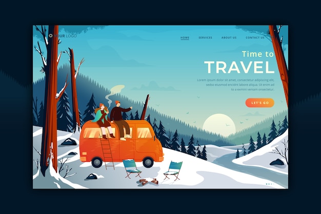 Free vector cartoon style travel landing page