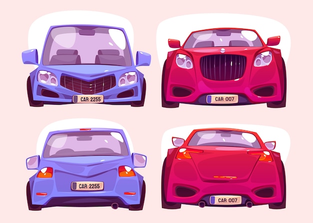 Free vector cartoon style vehicle set