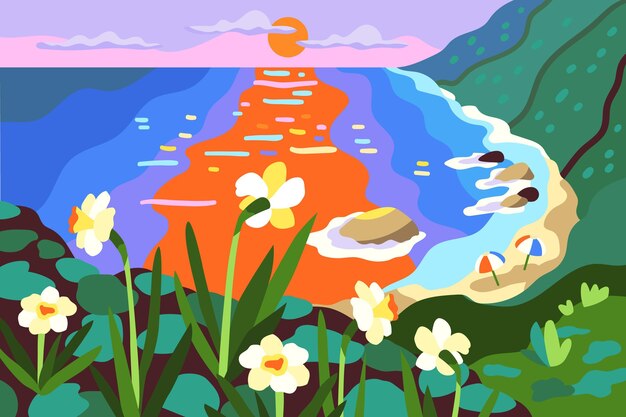 Free Vector cartoon summer background