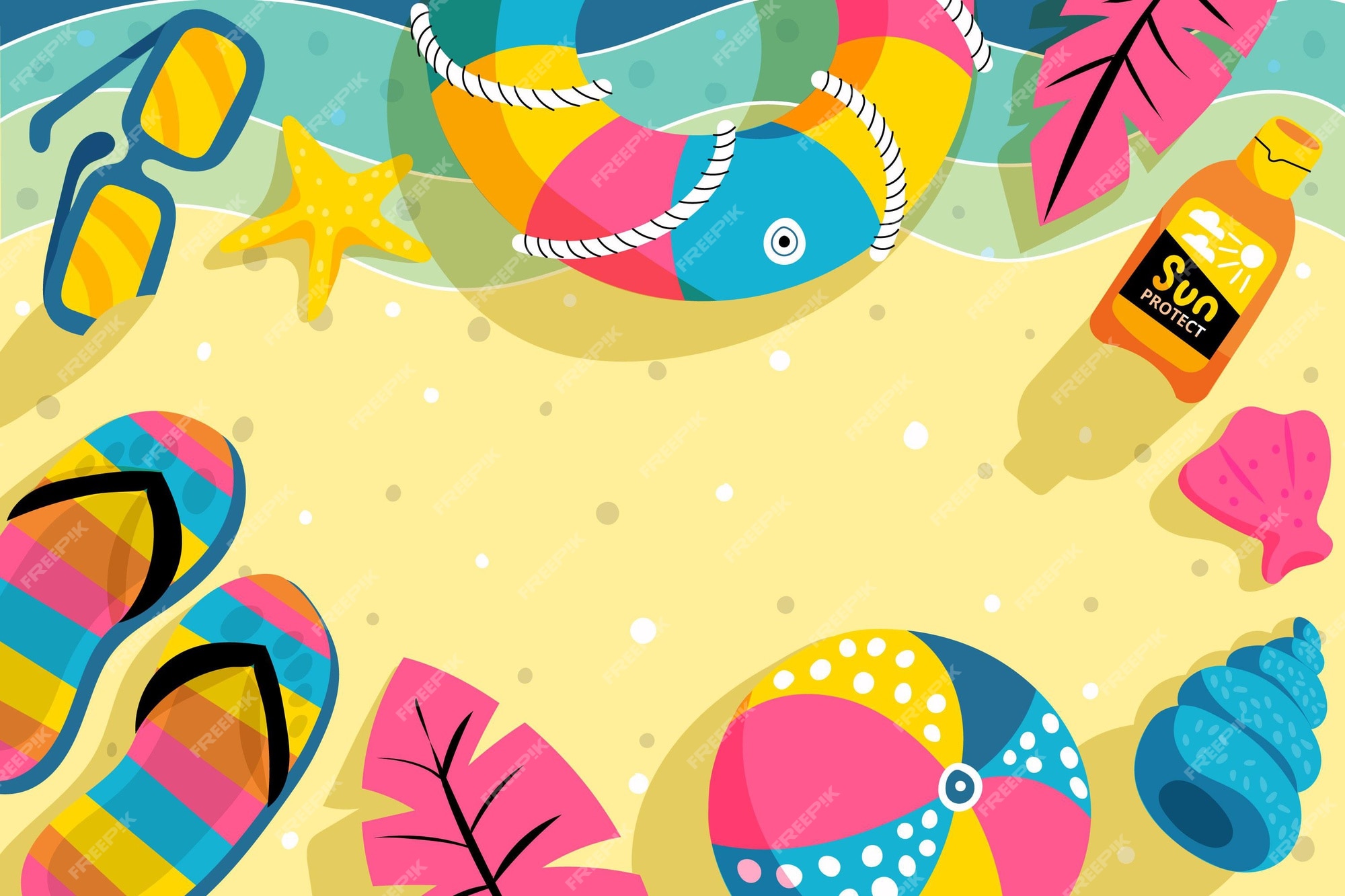 Free Vector | Cartoon summer background Free Vector | Cartoon summer background