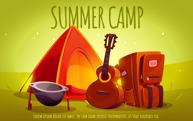 Cartoon summer camp background