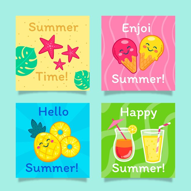 Cartoon summer cards collection