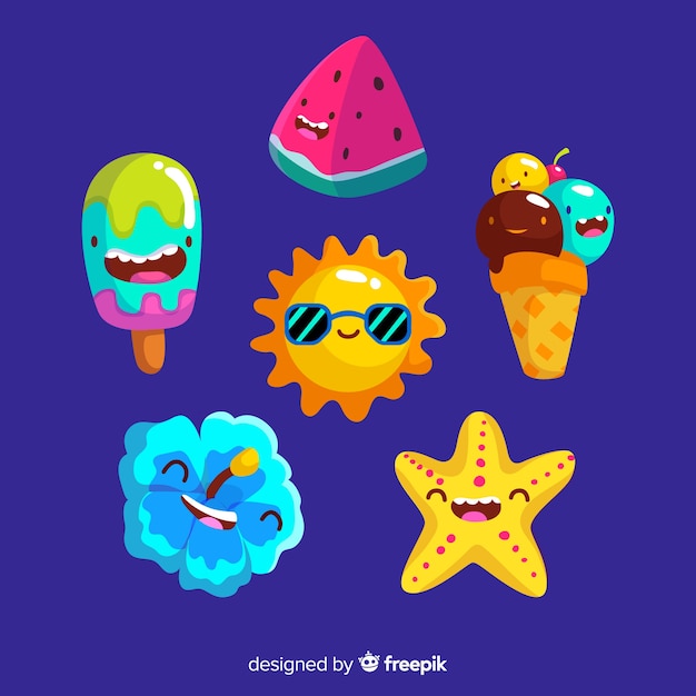 Free vector cartoon summer elements collection