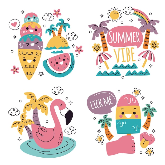 Free vector cartoon summer elements collection