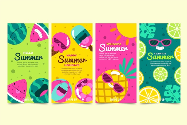 Cartoon summer instagram stories collection