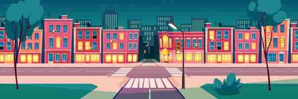 Free vector cartoon summer night city landscape