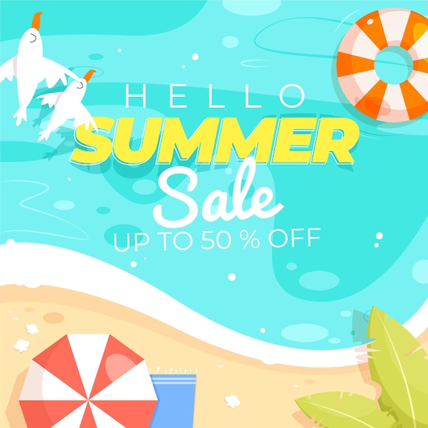 Free Vector cartoon summer sale illustration