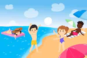 Free vector cartoon summer scenes illustration