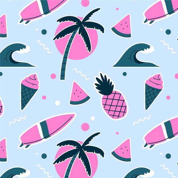 Cartoon summer tropical pattern