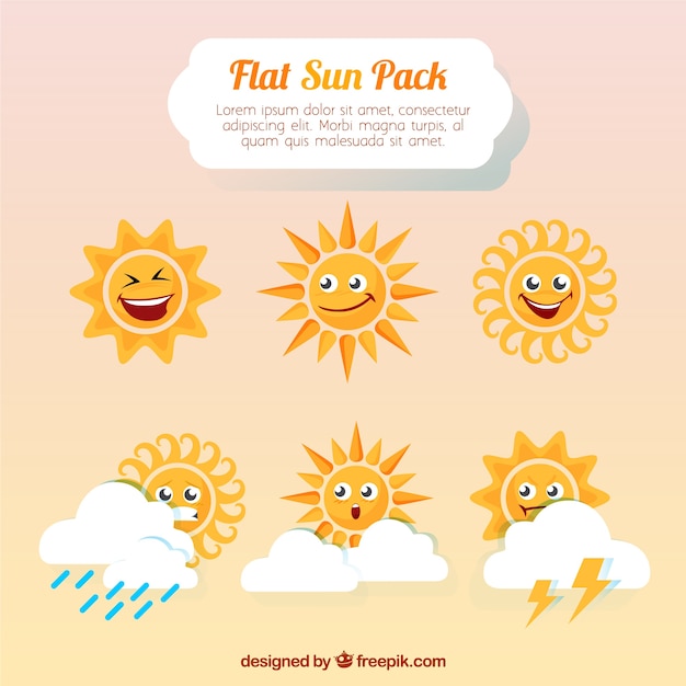 Free vector cartoon suns pack