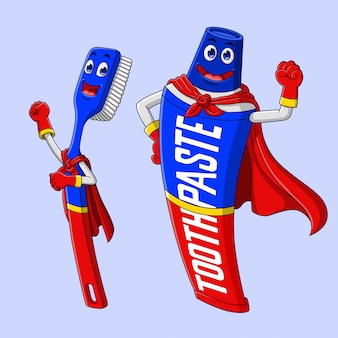 漫画​の​スーパー​ヒーロー​の​歯ブラシ​と​歯磨き粉