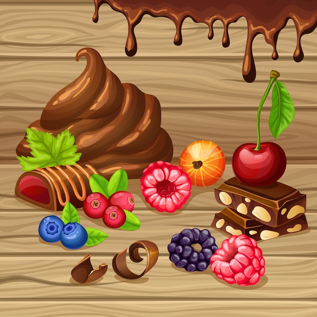 Бесплатное векторное изображение Набор сладких продуктов мультфильм