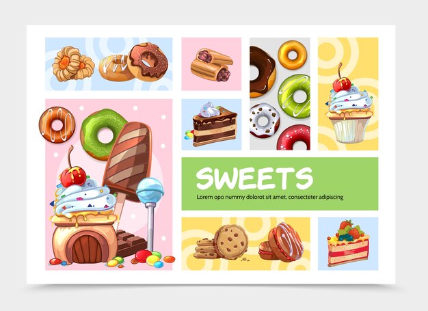 Cartoon sweets infographic concept 