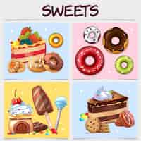 Free vector cartoon sweets square concept